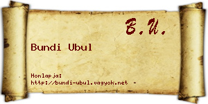 Bundi Ubul névjegykártya